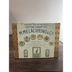 Vintage M. Melachrino & Co Egyptian Cigarettes Tin 🏛️ No.9 Cairo London Antique